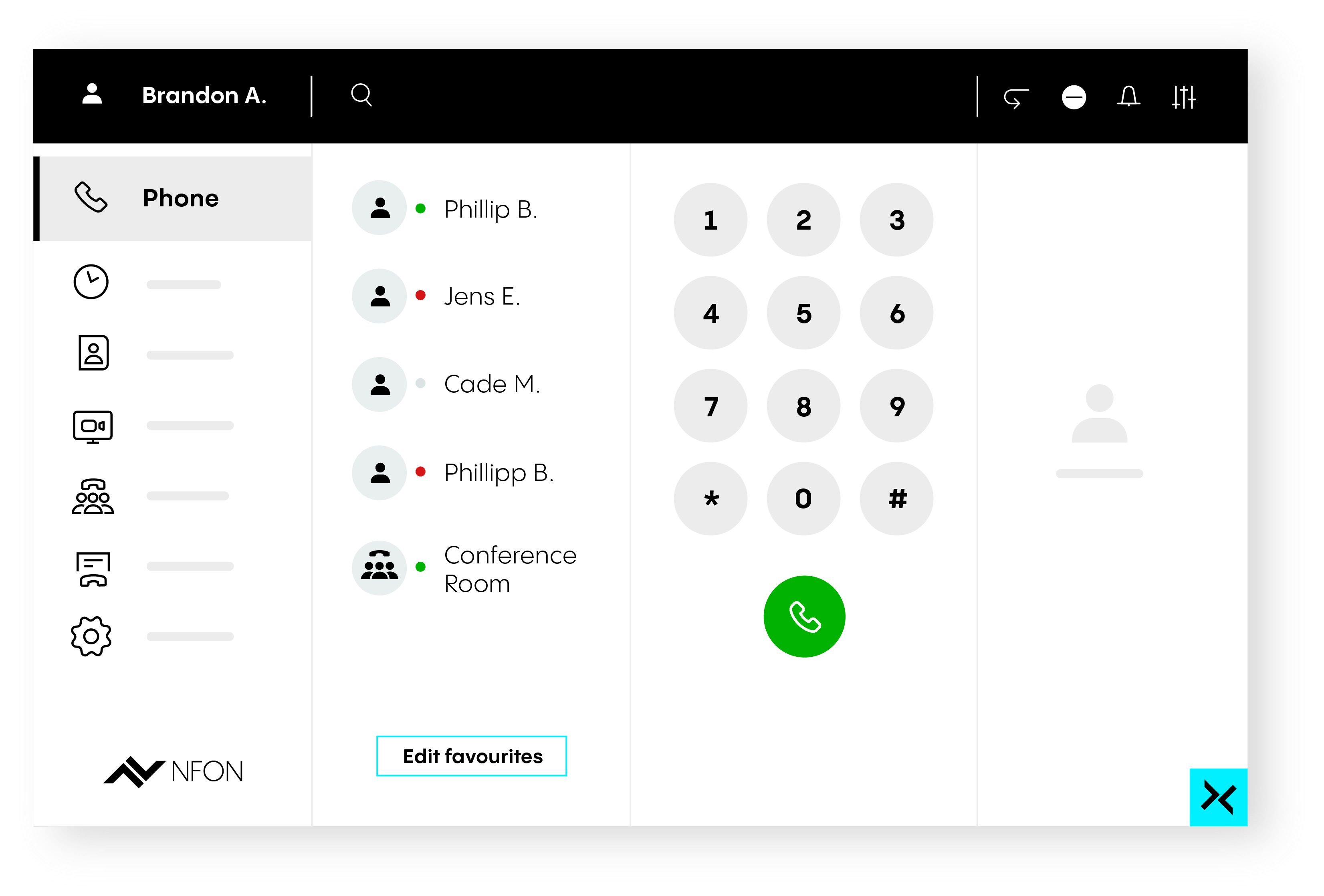 Die Cloudya-App von NFON: Kontaktliste, Wähltastatur und Favoriten